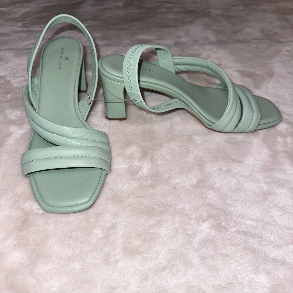 Caslon Mint Green Cushion Chunky Heels Size 7.5